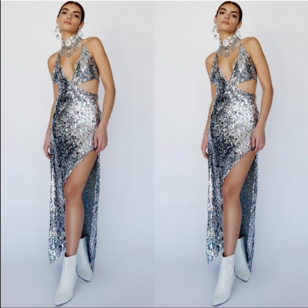 For Love and Lemons Showtime Maxi Dress Sequins XS